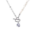 Wholesale Heart Design Zircon Baroque Pearl Necklace 925 Sterling Silver Pearl Jewelry Wholesale Fresh Water Pearl Necklace