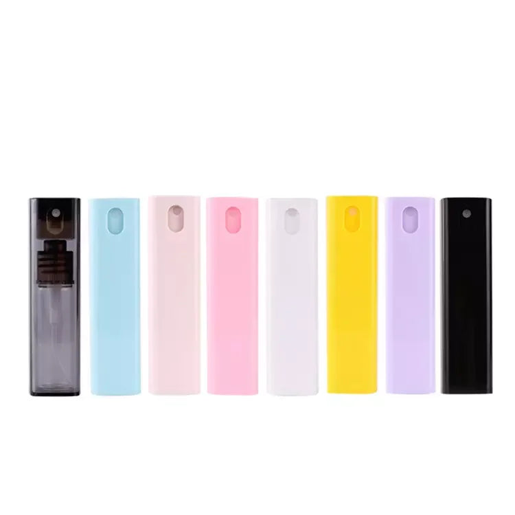 Wholesale Empty Plastic Mini Pocket Sample Rectangular Shape White Black pink Blue Color 10 ml 10ml Perfume Plastic Bottle