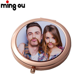 Custom Makeup Mirror Fashion DIY Photo Small Mini Rose Gold Metal Custom Sublimation Compact Mirror