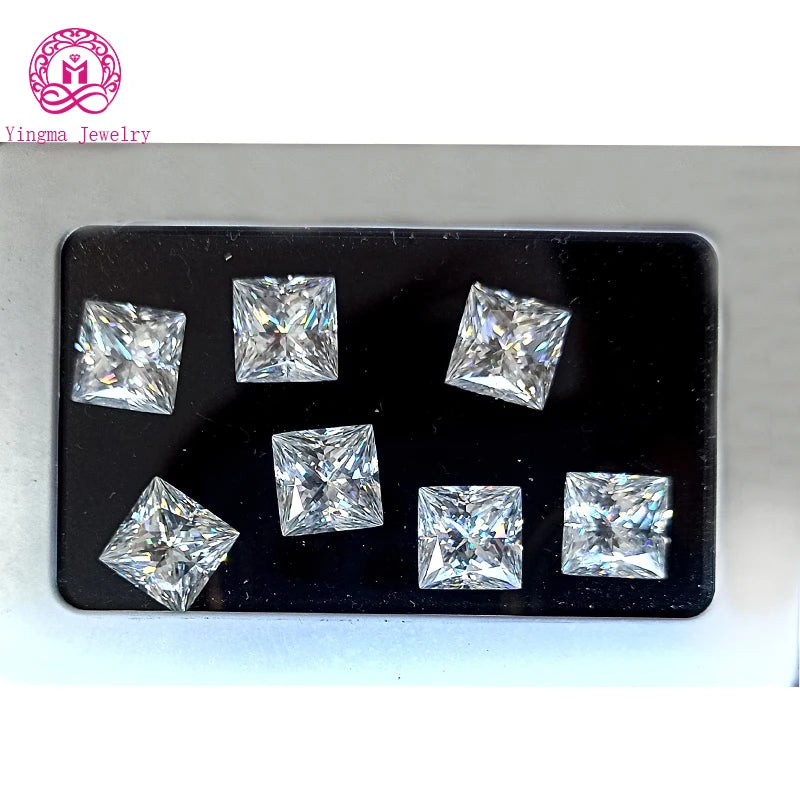 Factory Wholesale Synthetic Gemstone Loose Moissanite Stone D EF GH IJ Square Princess Cut Moissanite Loose for Jewelry