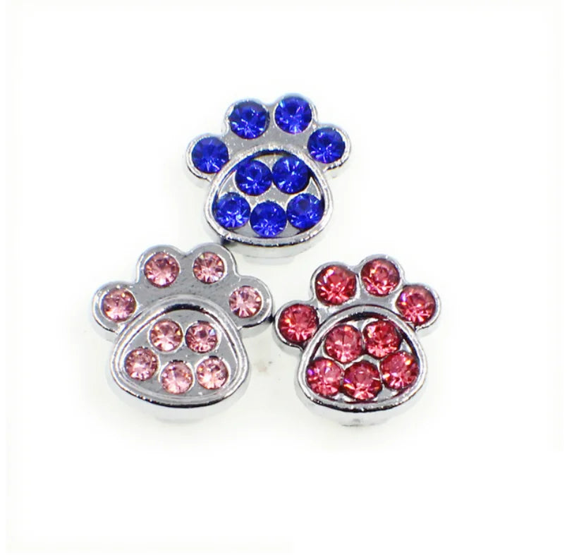 Paw Rainbow 8mm Slide Charms for Bracelet Women Jewelry Making Connector Dog Pet Collar DIY Keychain Accessories Gift