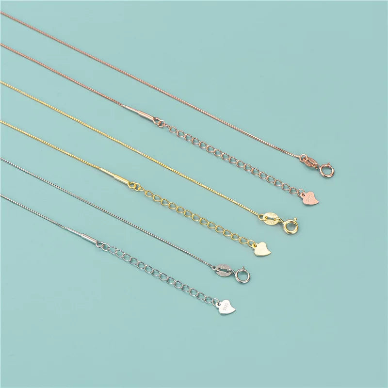 925 Sterling Silver Box Chain Adjustable Gold Plated Necklace Half Semi Finished with Heart Pendant