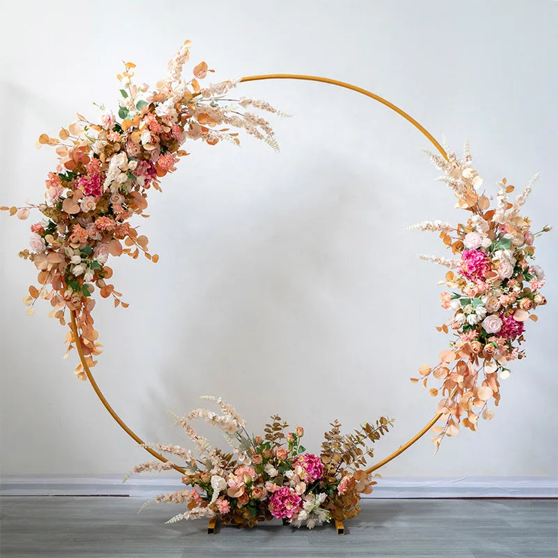 New Design Flower Wedding Birthday Arch Decoration Background Wrought Props Outdoor Lawn Round Backdrop Wedding Frame  Decor