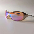 Popular Stock Large Metal Frame Colorful Coated Polarized Sunglasses Uv400 Brand Design Wrap Around One Piece Sports Sunglasses