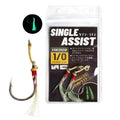 2pcs/pack Single Assist Hook Luminous Skirts 1/0 2/0 3/0 4/0 5/0 Assist Fishing Hook for Jig Bait