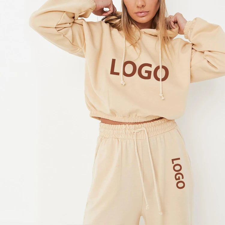 OEM Guangzhou Women's Printed Autumn Hoodie Formal Style Fleece Fabric with Front Logo
