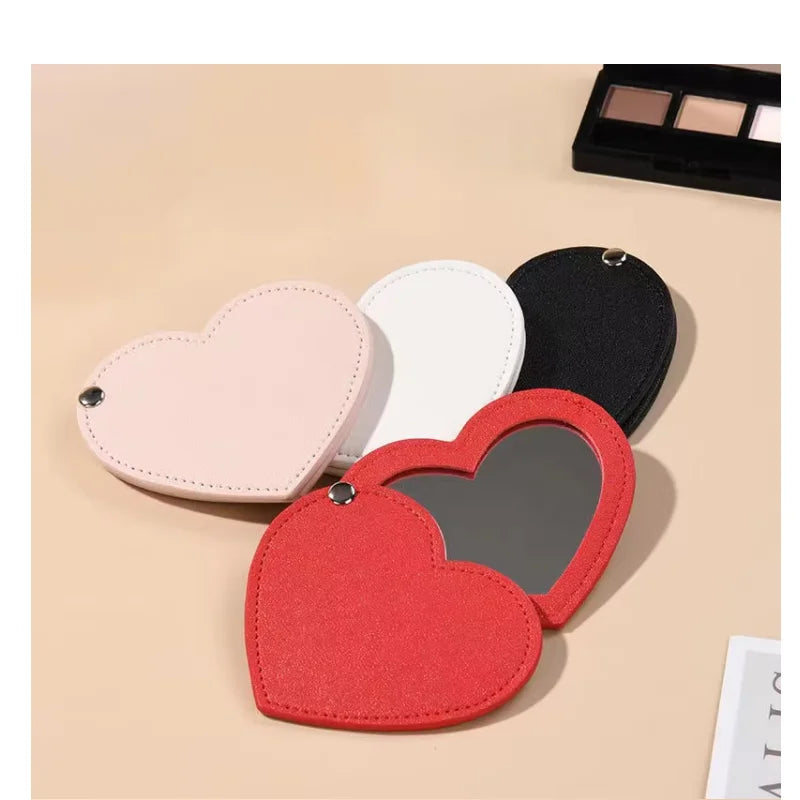 Mini Heart Jewelry Makeup Mirror Portable Jewelry Cosmetic Mirror Folding Pocket Compact Mirror