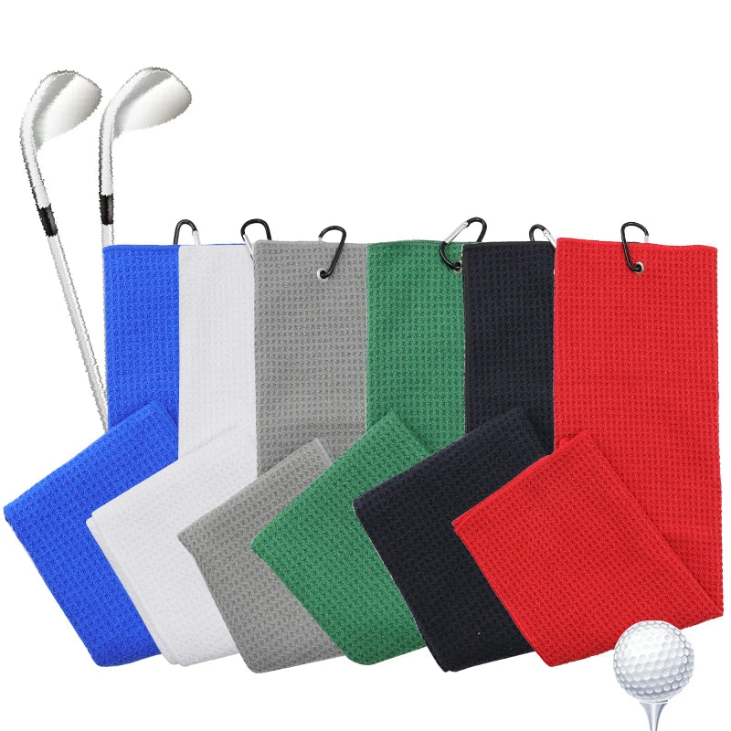 Microfiber Waffle Golf Towel Personal DIY Custom Embroidered Square Adult Size Grommet Hook Handmade Eco-Friendly Sports