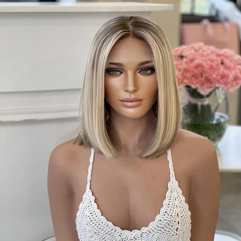Ombre Shoulder Length Invisible Hd Lace Human Hair Full Lace Wig With Blonde for Sale Full Lace Braid Wig Vendors