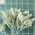 37cm Artificial Greenery White Leaves Plastic Stem Flannel Senecio Cineraria Lamb's Ear Wedding Bridal Bouquet Decoration