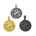 Antique Jewelry ST George and the Dragon Charm Gold Stainless Steel Medal Coin Pendant Symbol of Good Defeat Evil Accessories