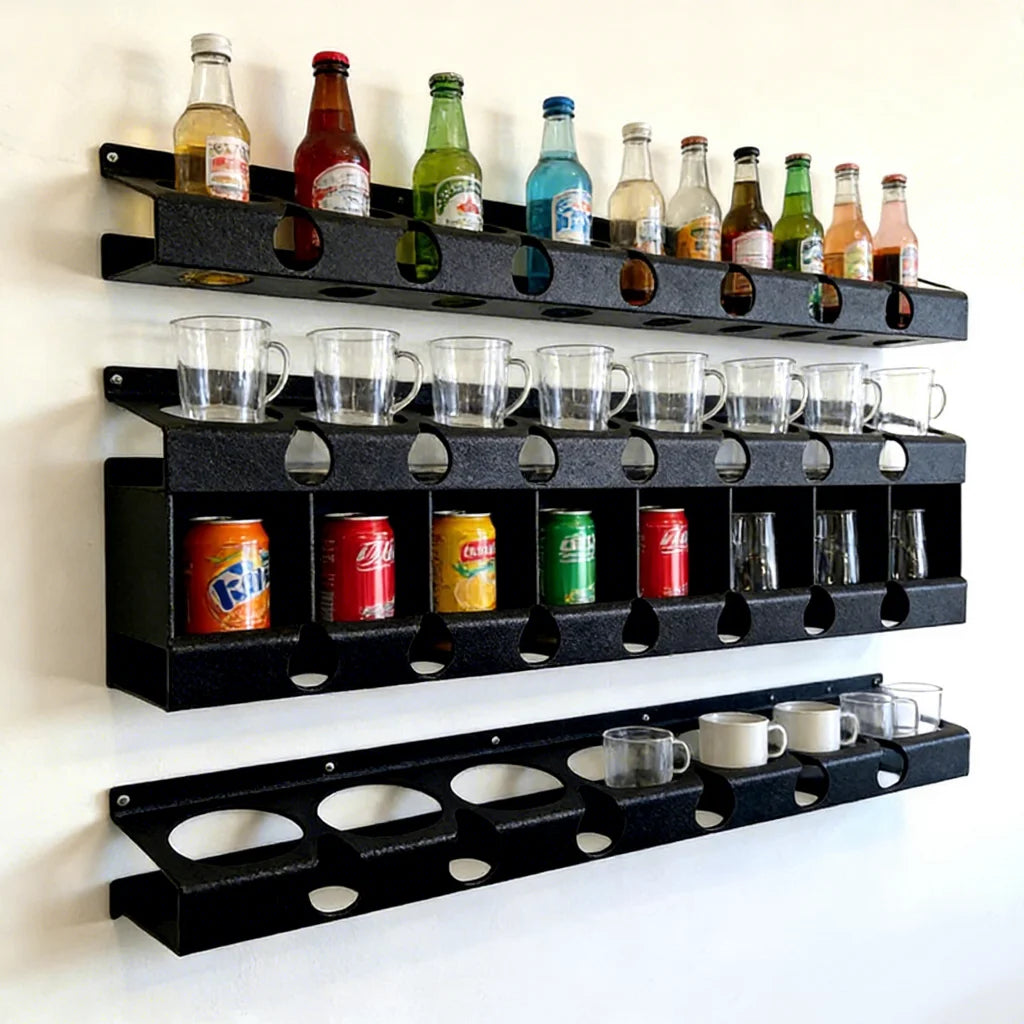 Factory Custom Heavy Duty Powder Coated Steel Spray Bottle Holders Storage Rack Garage Workplace Wall Mount Bottle Organizer