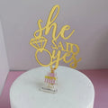 Acrylic Cake Topper for Wedding Engagement Party Decorations Laser Cut 'She Said Yes' Numbers for Valentine's Day Celebration