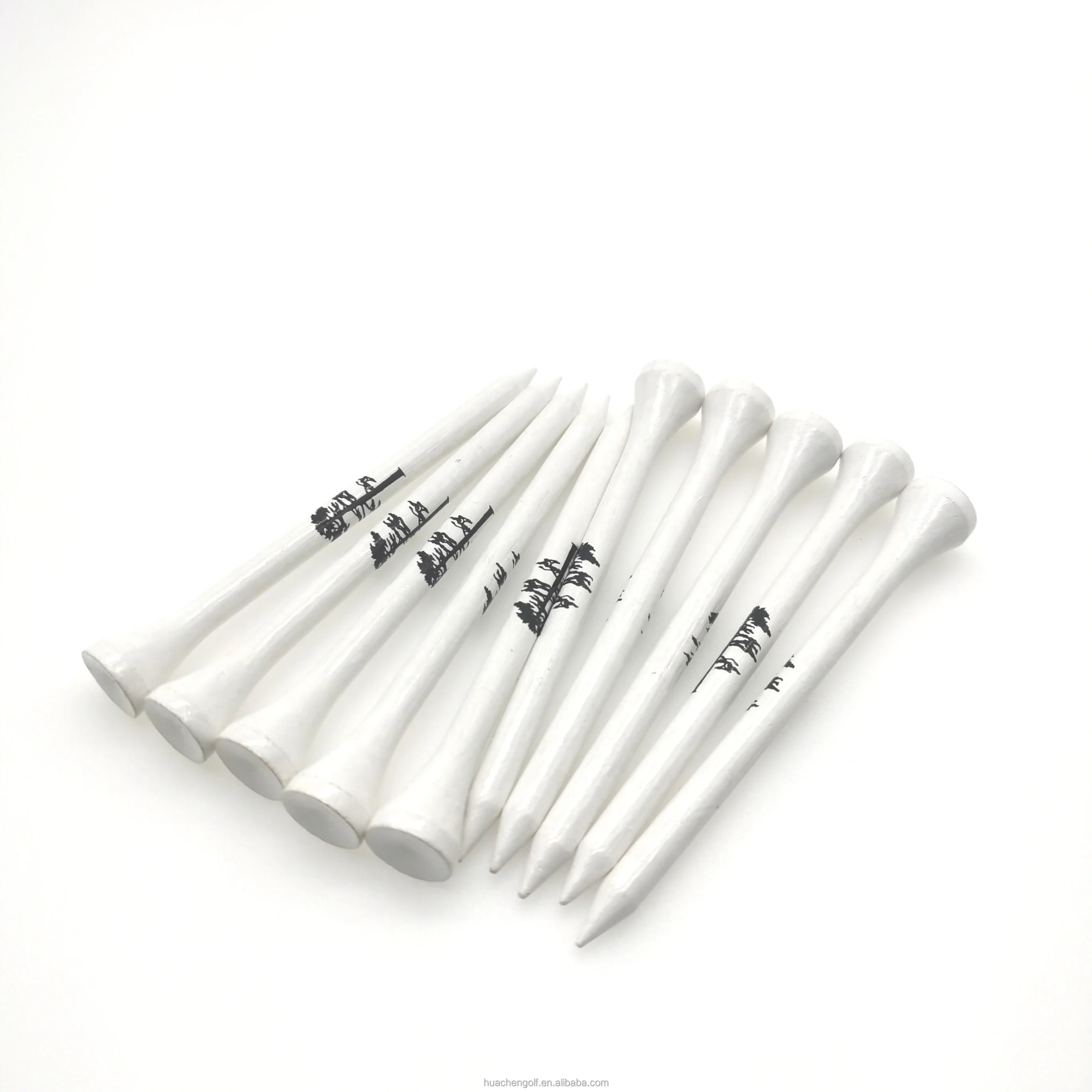 OEM Factory Customized Logo Printing 83mm White Wooden Bamboo Golf Tee Bulk Packed