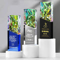 Rainbow Crystal Glass Plaque Trophy with clear Blue Black Base MH-NJ0281