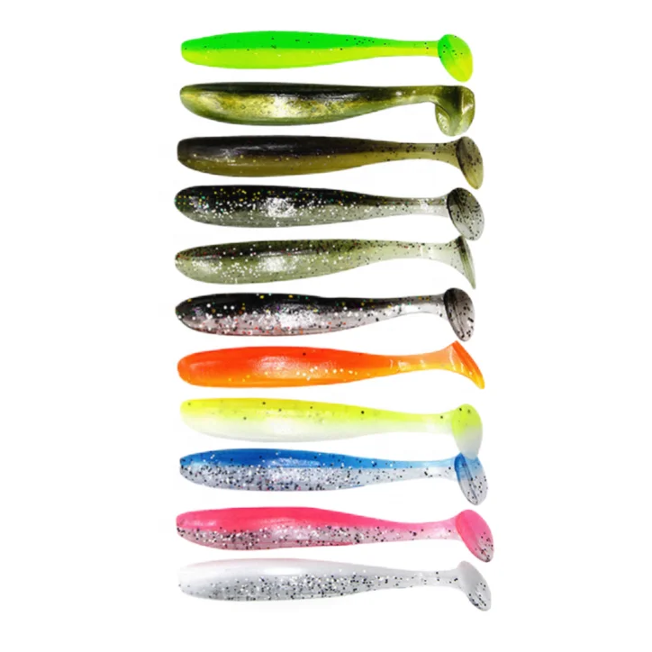 ZHUO RUN 5.5cm 7cm 9cm 12cm Paddle Tail Soft Plastics Lures T Tail Soft Fishing Lures Saltwater Freshwater Fish Bionic Bait