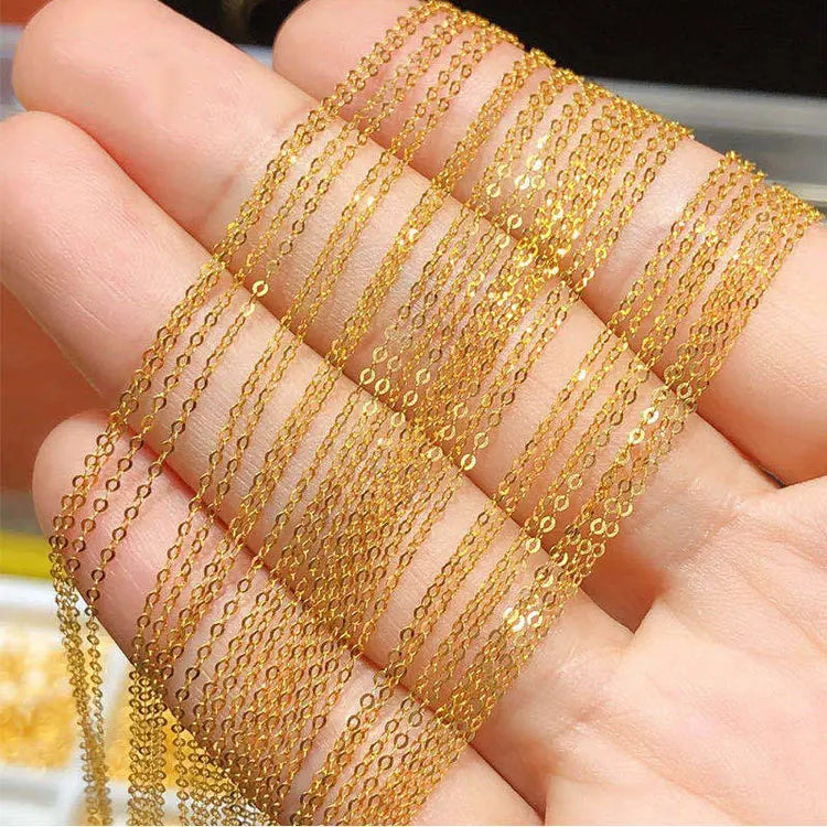 SC Factory Wholesale S925 Sterling Silver Chains All-matched Minimalist Genuine 18K Gold Plated O Chain Necklace for Women