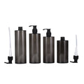 Custom logo Printing 350ml 400ml 450ml 500ml Cylinder Shape Flat Shoulder Lotion Pump PET Bottles for Shampoo