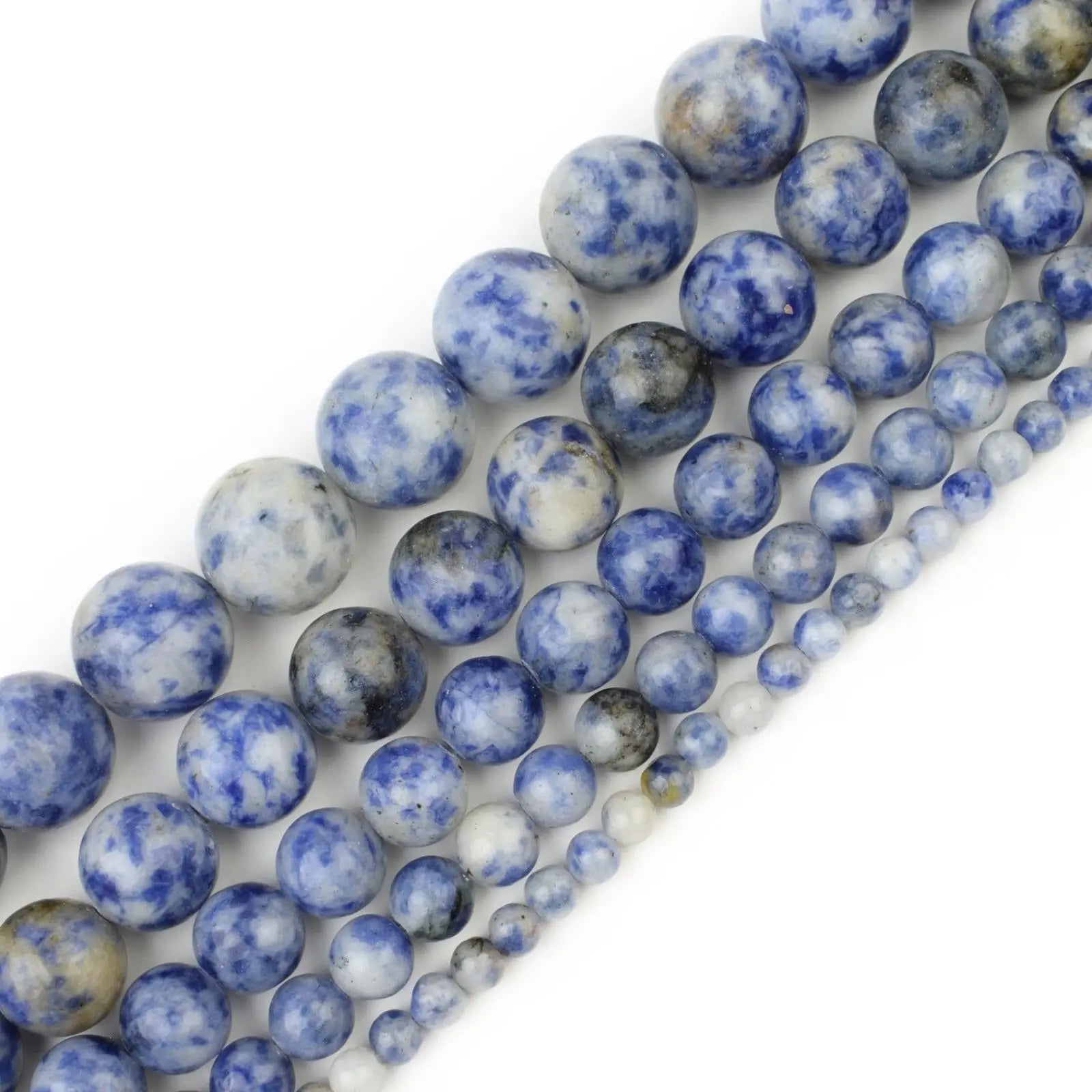 Natural Blue White Sodalite Round Beads for Jewelry Making DIY Gemstone Beaded Necklace 15.5 Strand Wholesale 4/6/8/10/12/14MM