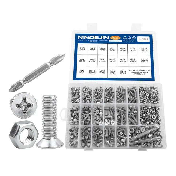 Stainless Steel 304 Flat Head Machine Screws Assortment Kit-M4 M5 M6 M8 Metric System