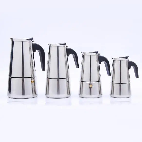 Stainless Steel Italian Classic Mocha Pot Portable Business-Stocked Coffee & Tea Set