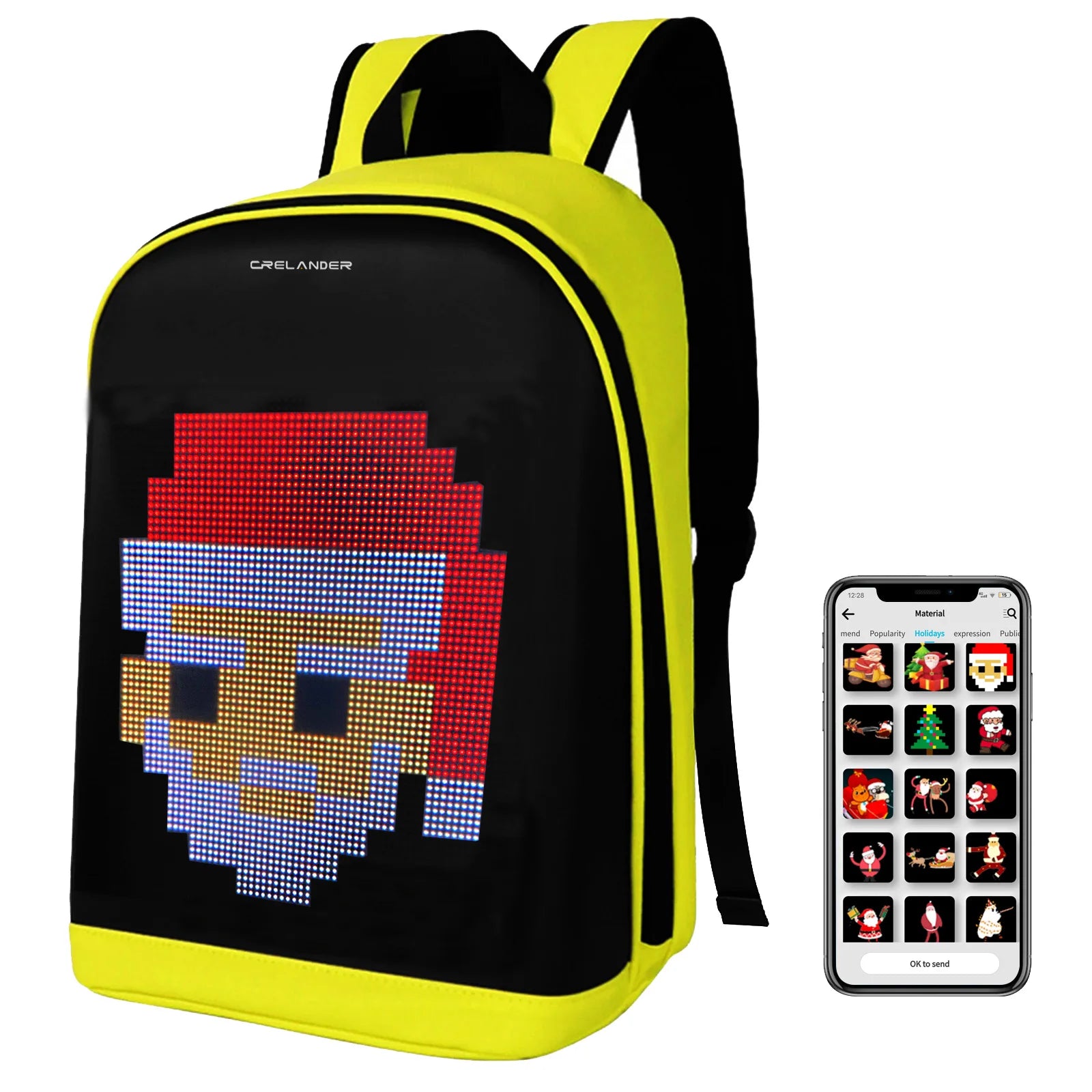 CRELANDER Waterproof Smart Led Display Backpack Lightweight Wireless APP Control Outdoor LED Bag Pack Mochila Men Women