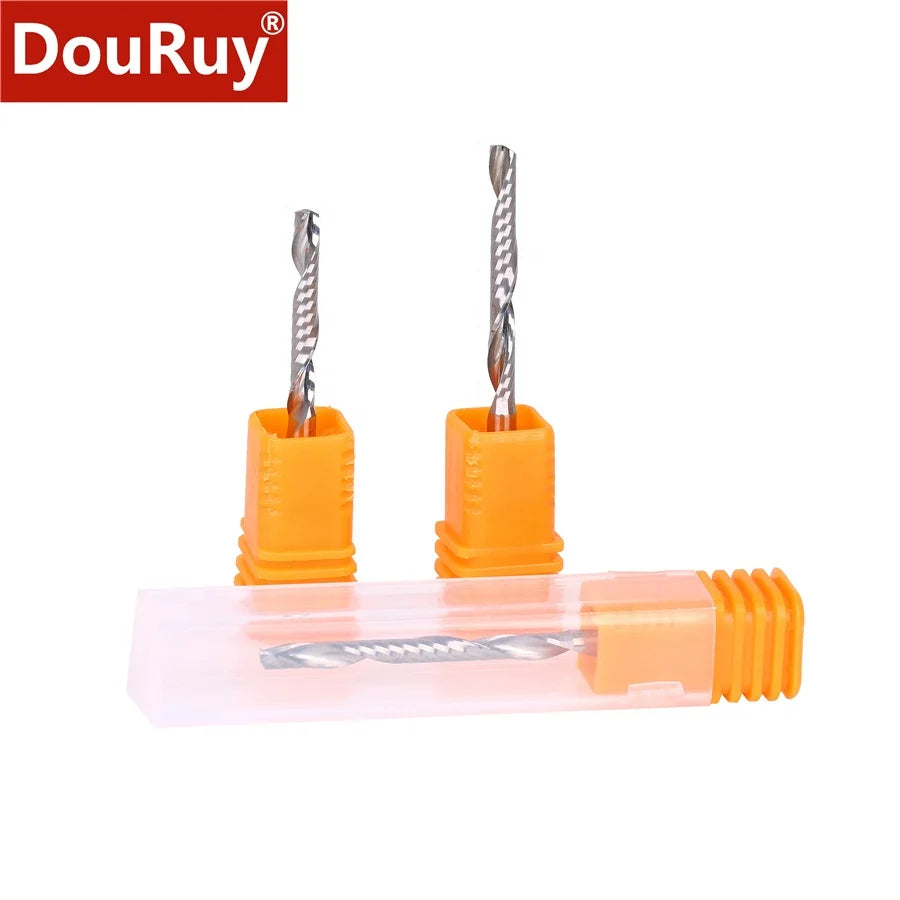 DouRuy Grade-A Carbide Single Flute End Mill for Woodworking Tools Wood Cutting Tool Cnc Milling Cutter Wood Milling Cutter