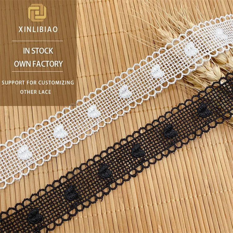 Wholesale Double Polyester Silk Bar Code Embroidered Love Lace Beautiful Embroidery for Lolita Accessories Shoes Weddings Mesh