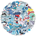 50PCS Shark Stickers Pack Cute Shark Decals for Kids Teens Students Phone Laptop Skateboard Luggage Guitar Water Bottles