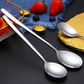 Food Spoons Stainless Steel Stirring Spoon Durable Drink Soup Rice Soup Korean Spoon with Long Handles