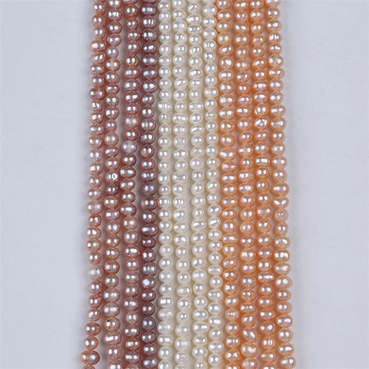 Zhuji Natural 4-5mm White Pink Purple Freshwater Pearls Beads Loose Color Strands for Jewelry and Jewelry Making