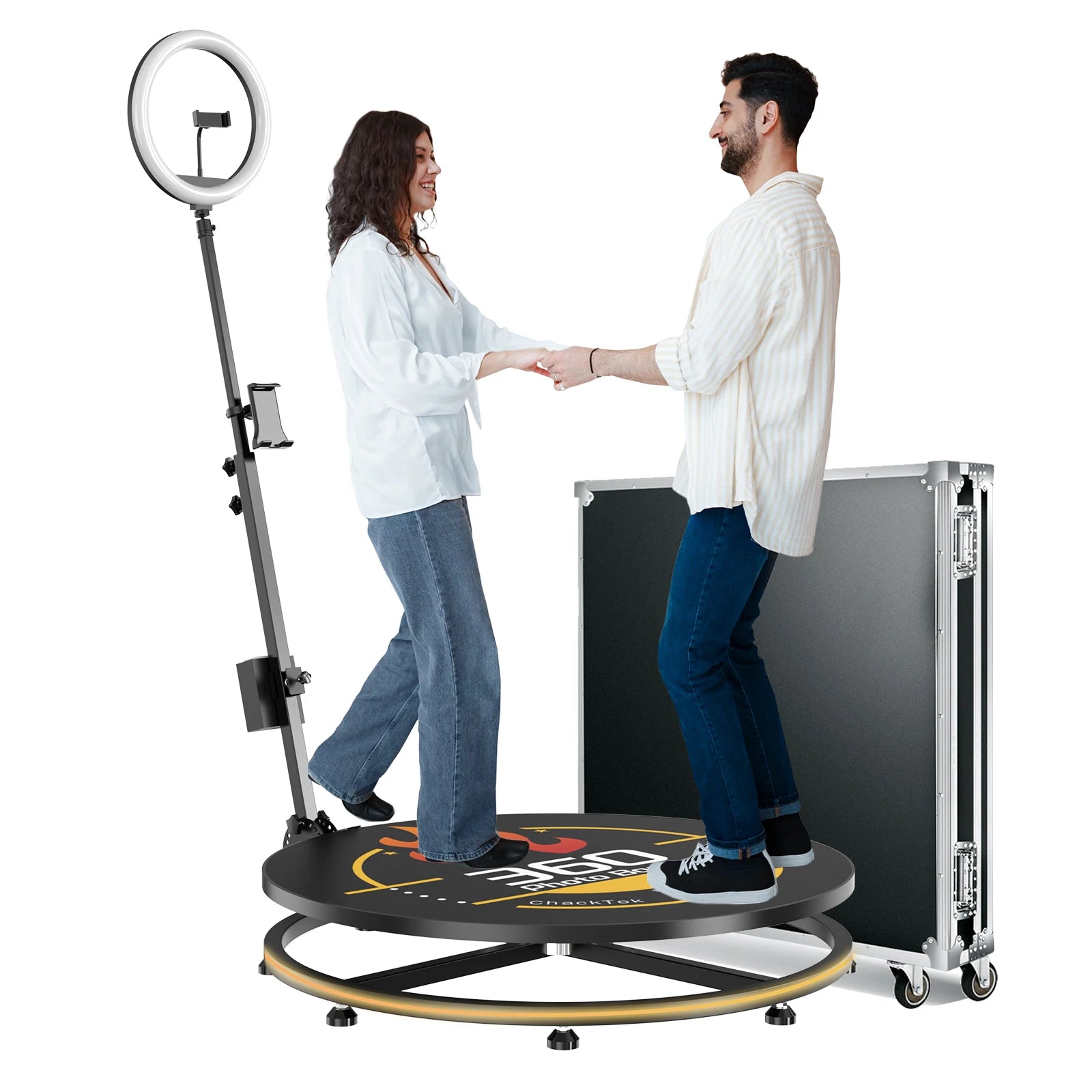 MWE US/EU in Stock Fast Delivery Controlled Mobile Phone 360 Photo Booth Chacktok Software Available in 68/80/100cm Flight Case