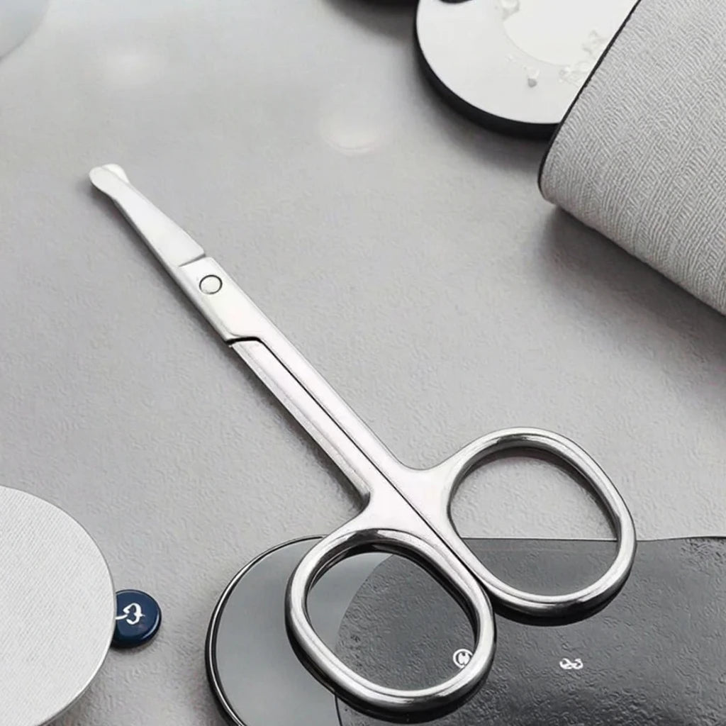 Small Stainless Steel Beauty Tweezer and Eyebrow Nose Hair Scissors Straight Blade Manicure Facial Trimming Makeup Tool for Men