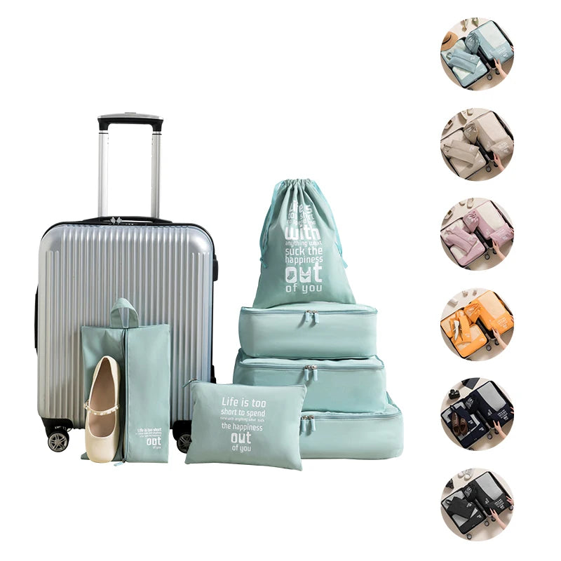 New Arrival 6 Piece Luggage Clothes Storage Travel Bag Set Lightweight Packing Cubes Compression Organizer Bag
