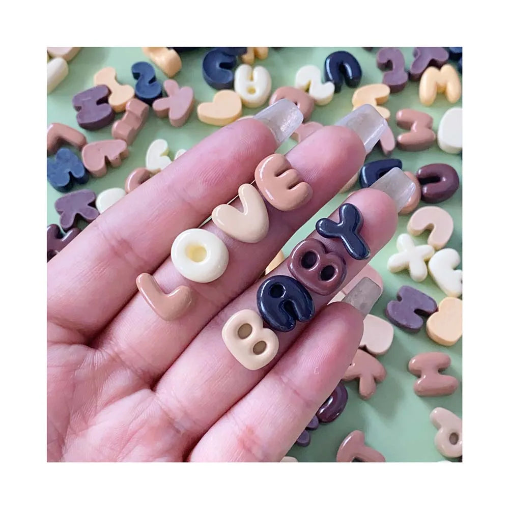 100Pcs Kawaii Flatback Resin English Letter DIY Cabochons for Crafts Deco Parts Accessories