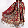 Fashion Women Pashmina Tassel Shawls Ethnic Winter Classic Tribal Ladies Paisley Print Shawl Poncho