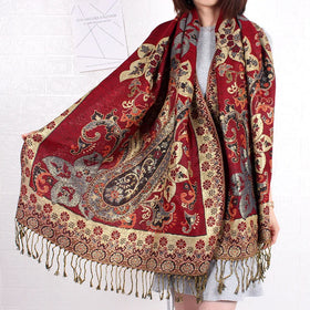 Fashion Women Pashmina Tassel Shawls Ethnic Winter Classic Tribal Ladies Paisley Print Shawl Poncho