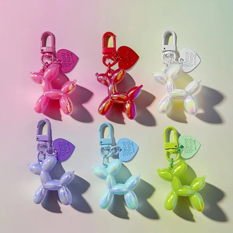 2025 Hot Sale Fashion Cartoon 3D Puppy Jewelry Bag Pendant Rainbow Color Balloon Dog Keychain Cute Acrylic Dog Pendant Gift