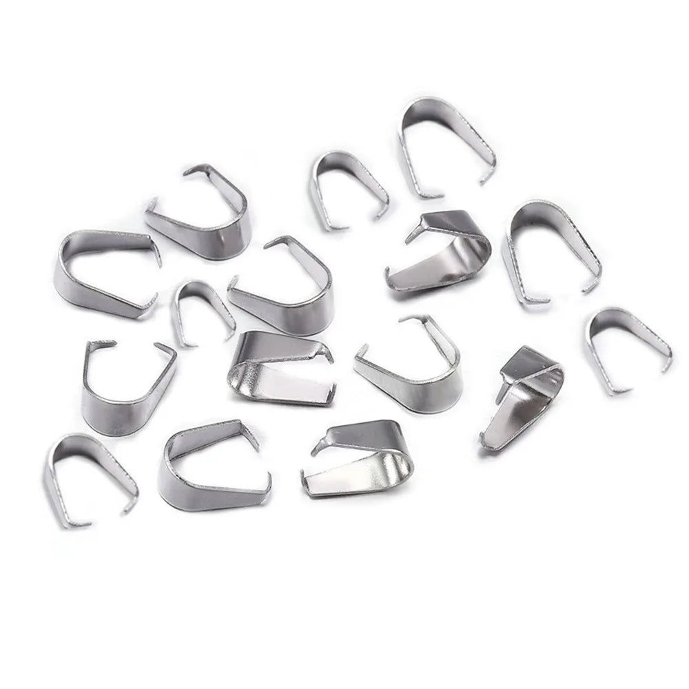 Stainless Steel Finish Necklace Clasps Claw Bail Pendant Clasps Pinch Clip Clasp Bail for Jewelry Dangle Charm Pendant Connector