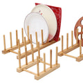 Bamboo Dish Drying Rack Dish Organizer Kitchen Cabinet Organizer for Plates Cups Bowls Pot Lids and Cutting Boards