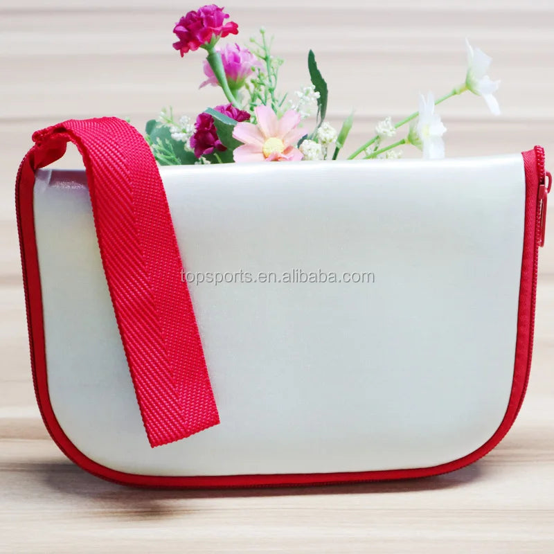 Metallic Neoprene Cosmetic Bag With Handle Zipper Closure Handbag for Girls Promotions