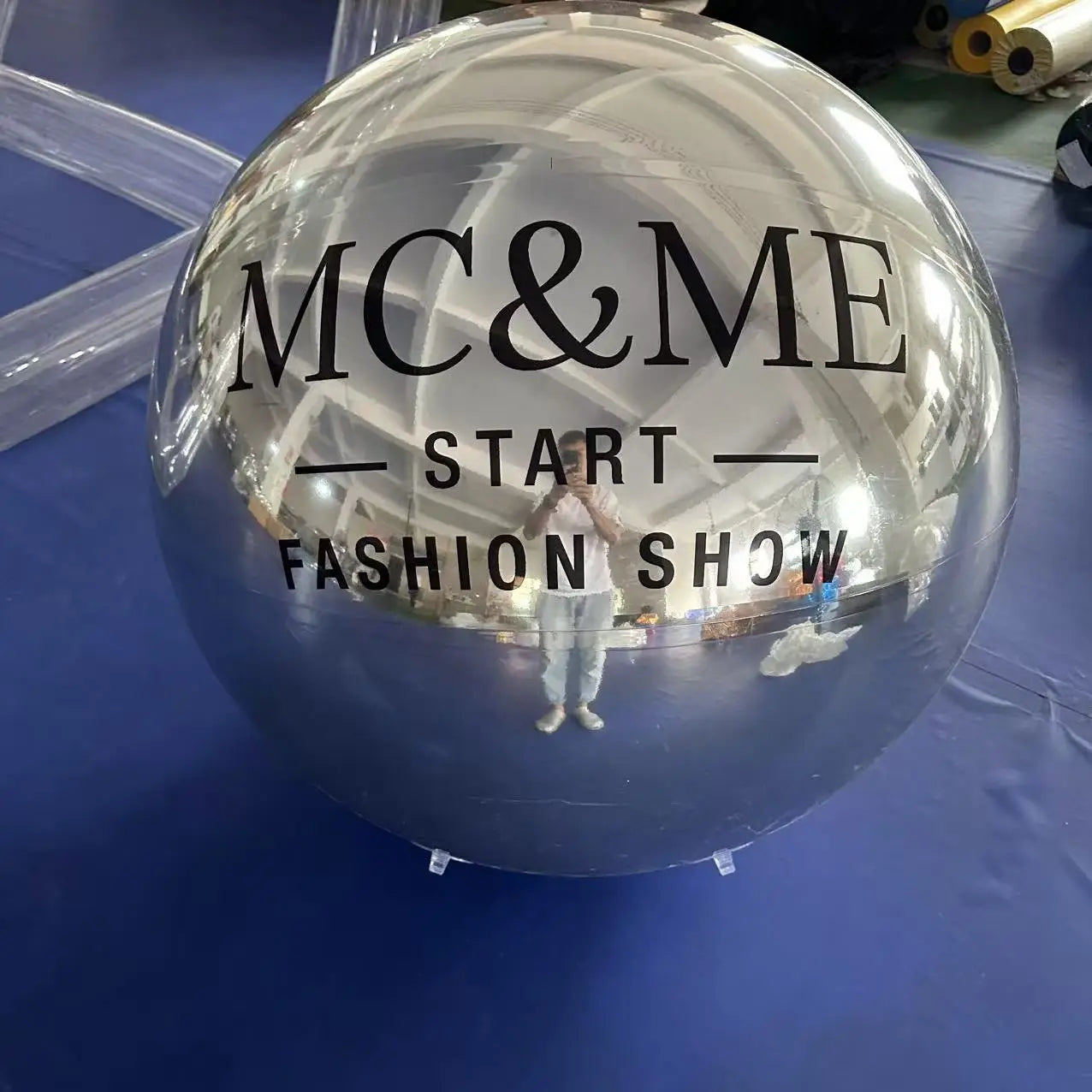 TianYi Tech Giant Inflatable Stainless logo UV  Printed Sliver Mirror Balloon with a Pump