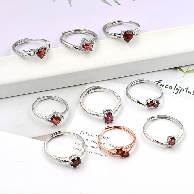 Exquisite Ruby 5*7mm Brass Oval Crystal Ring Natural Garnet Crystal Stone Ring