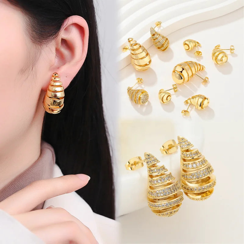 New Vintage Hoop huggies Earrings Wholesale Earrings Women 30 Mm Brass 18K Laminated Gold Jewelry Joyeria