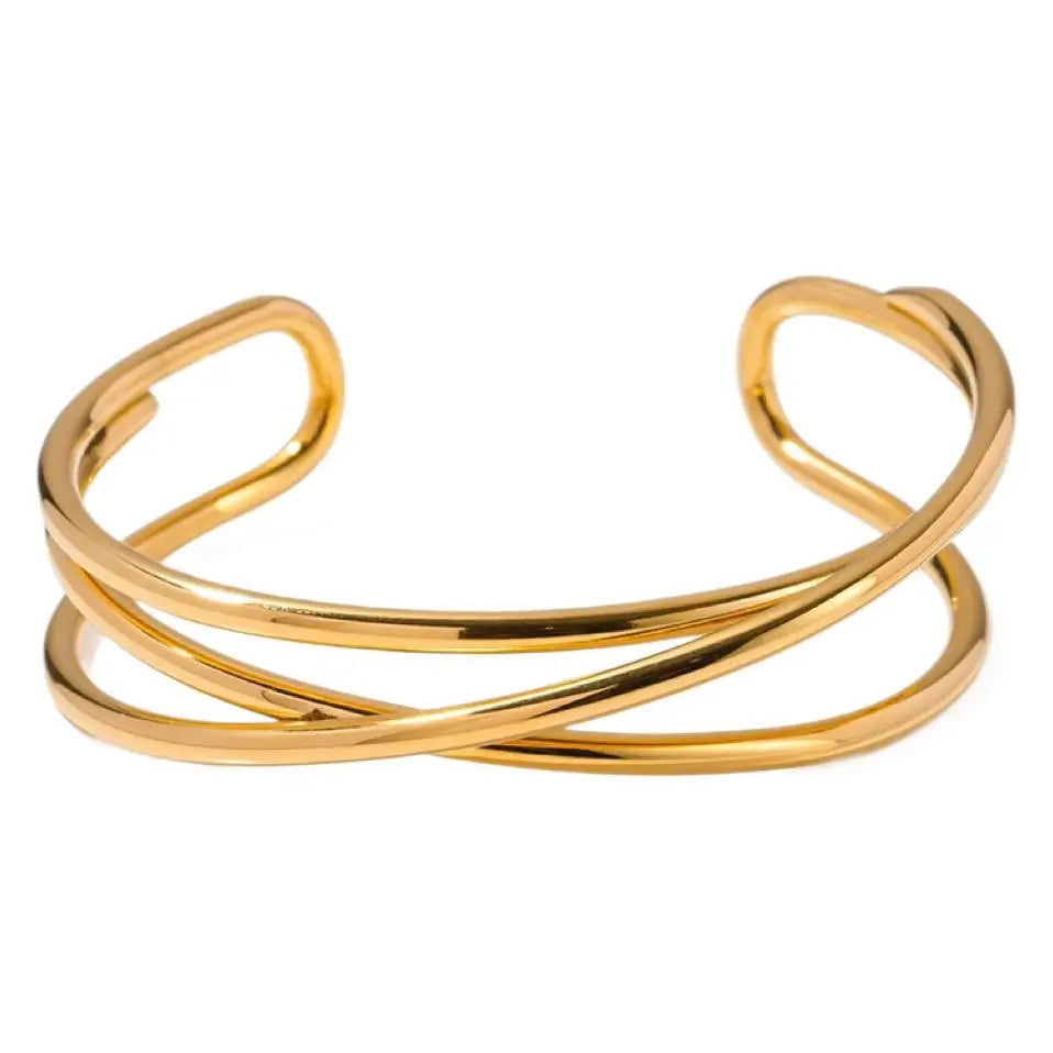 Acero Inoxidable Joyas Mayor Minimalist Stainless Steel Wide Hollow Wrist Bracelet Bangle Tarnish Free Waterproof Jewelry