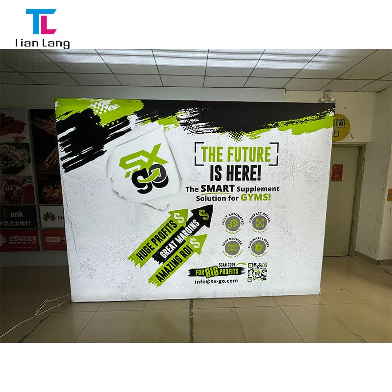 Portable Easy Build New Design Custom Print Pop up Frame Advertising Light Box Backlit Backdrop Wall Trade Show Booth Display