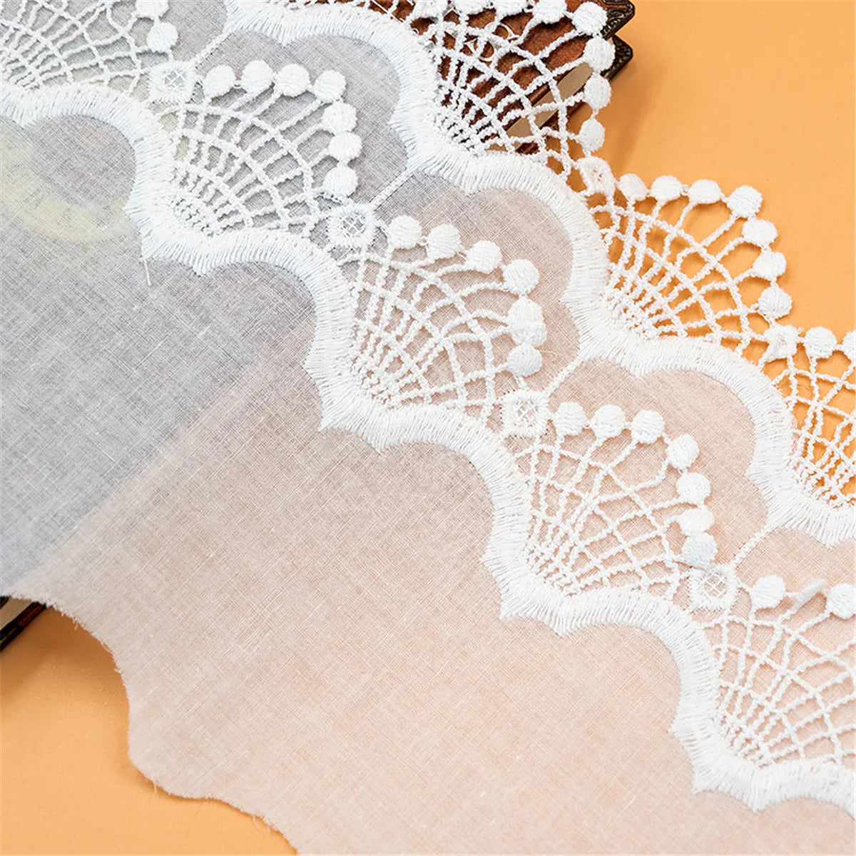 1Yard Embroidery Hollow Ribbon Cotton Lace Trim Wedding Dress Clothing DIY Sewing Fringe