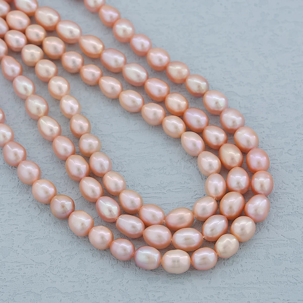 Factory AAAA Pearl Wholesale Price 7-8mm Pink Oval Natural Freshwater Pearl for Jewelry Making