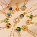18K Gold Stainless Steel Zircon Pearl Irregular Pendant Necklace Fashion Clavicle Sun Star Necklace Jewelry