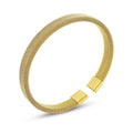 Elegant Minimalist 18K Gold Plated Stainless Steel Wrist Mesh Weave Open Cuff Bracelet Bangle for Daily Dating Holiday Gift